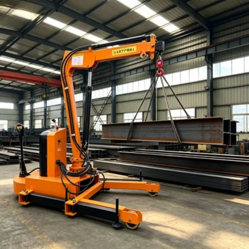 Telescopic Electric Floor Crane – 2000kg Hydraulic Portable Mini Lifting Equipment with 360° Rotation for Workshop and Warehouse