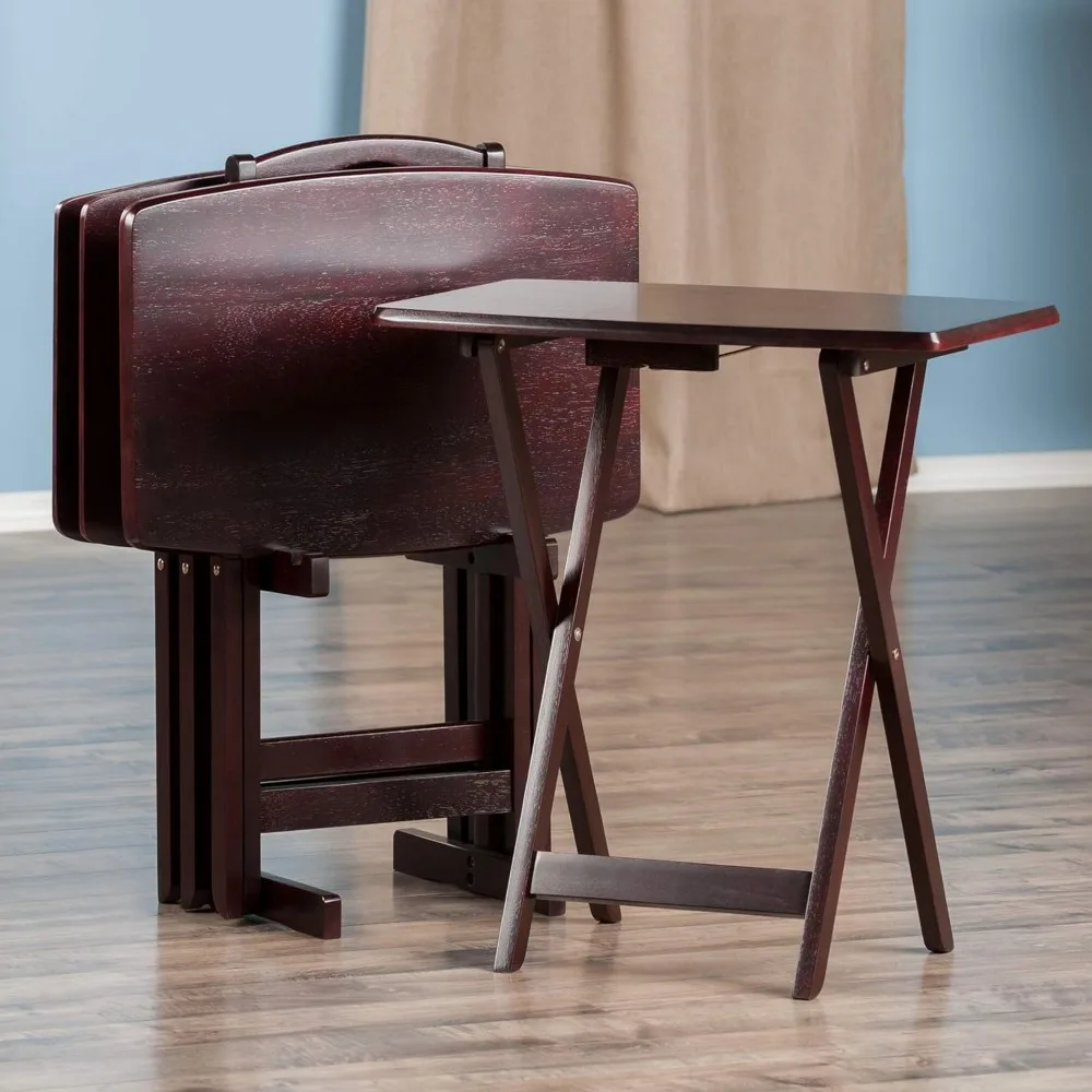 Elegante juego de mesa de centro para sala de estar, espresso de 26 pulgadas, colección de mesa de 4 piezas