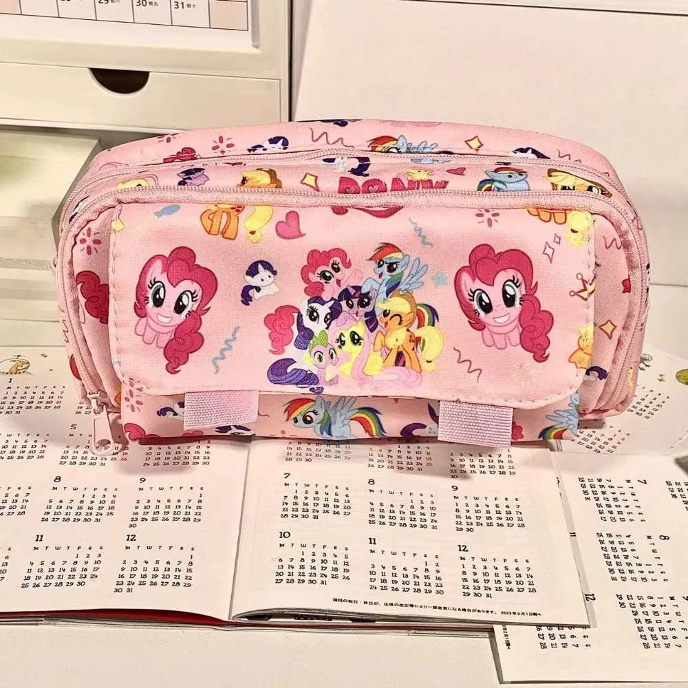 My Little Pony Anime Cartoon Children Pencil Case Fluttershy Twilight Sparkle Pinkie Pie Stationery Storage Bag Cute Pen Bag