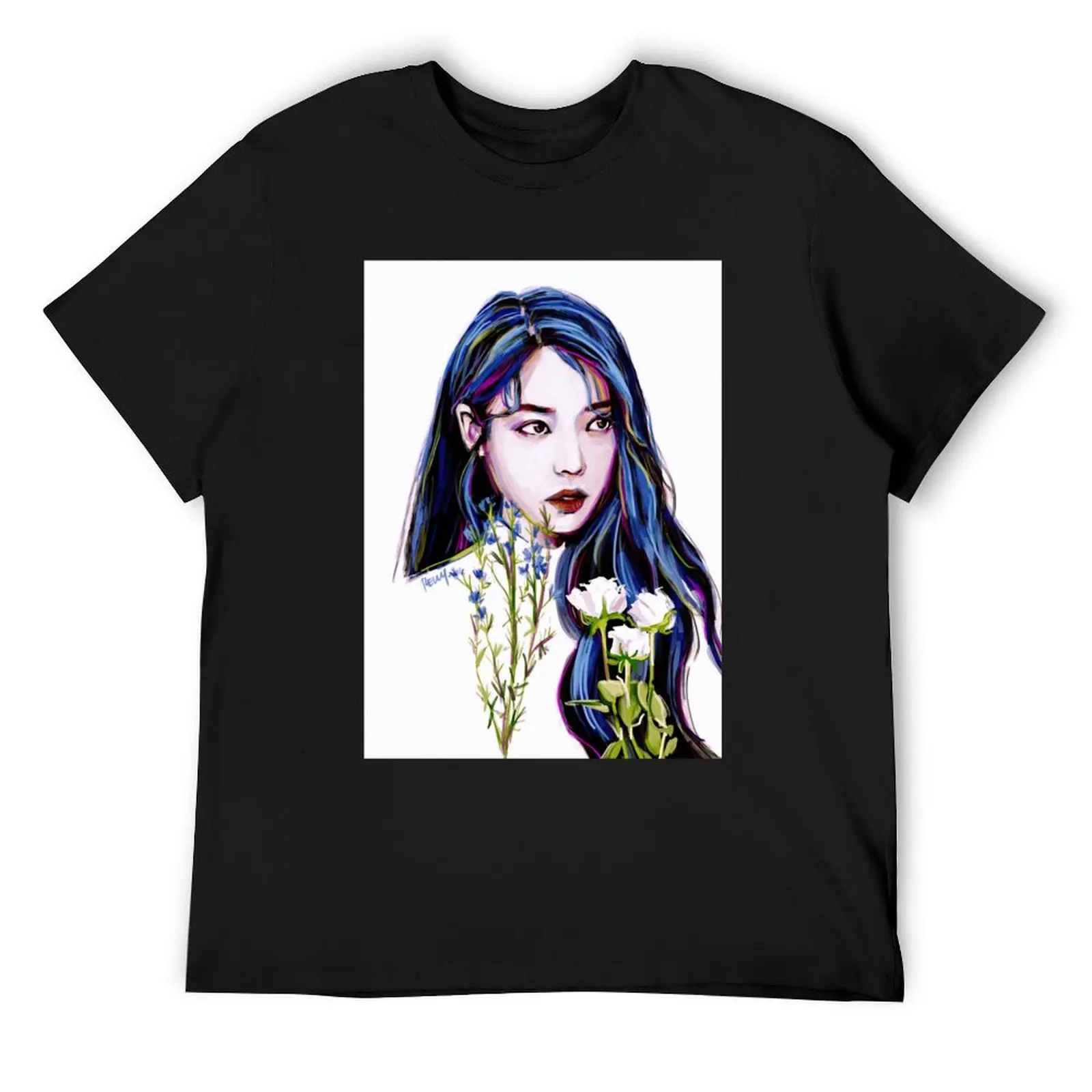 

korean pop-IU T-Shirt anime clothes blacks Funny t-shirts men graphic t shirts