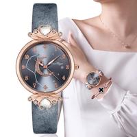 Luxury Diamond Starry sky Design Women Fashion Watches Qualities Ladies Quartz Wristwatches Casual Female Leather Clock Gifts