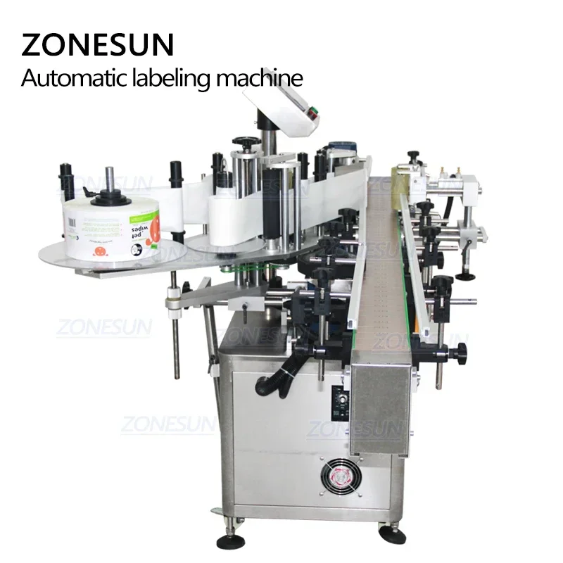ZONESUN Automatic Tube Alcohol Round Wine Can Jar Water Milk Bottle Sticker Roll Labeling Machine For Factory