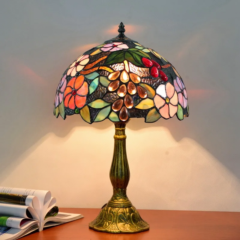 Tiffany Creative Colored Glass Living Room Dining Room Bedside Table Lamp Bar Garden Vintage Lamp