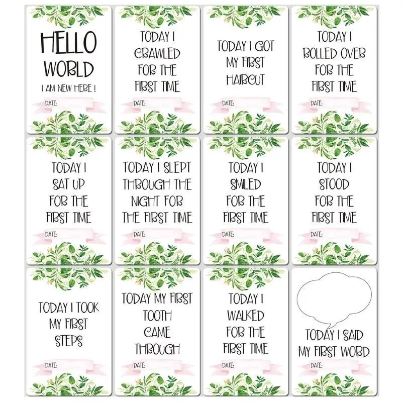 

U13F Newborn Infant Age Card Cards with 0-12 Months Pictures Cards Growth Souvenirs