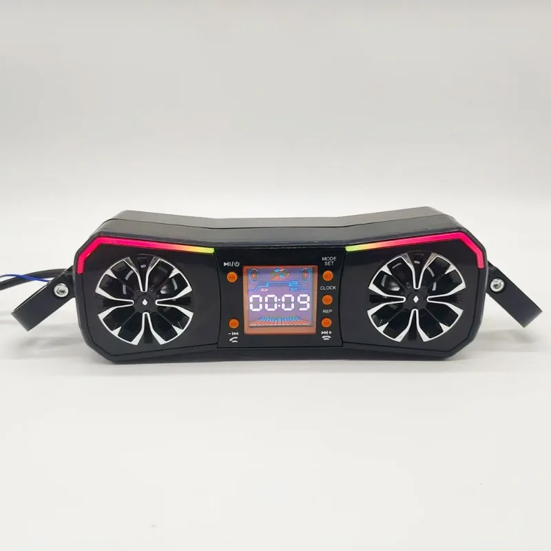 Qua ل 1 قطعة 12 فولت المتكلم نظام الصوت ستيريو لاسلكي للدراجات النارية المقود جبل مشغل MP3 AUX-في USB راديو FM وظيفة