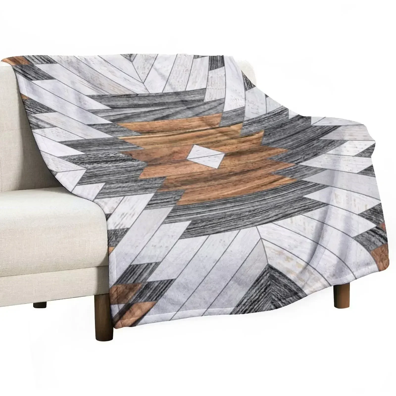 

Urban Tribal Pattern No.8 - Aztec - Wood Throw Blanket Cozy Light Blanket for Travel Camping Picnic