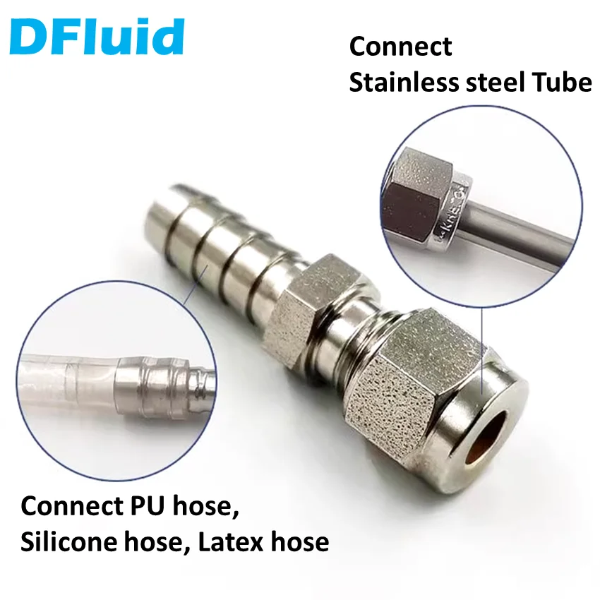 Stainless Steel 316 PU Hose Nipple Pagoda Connector to Tube LOK Compression Fitting 1/8\