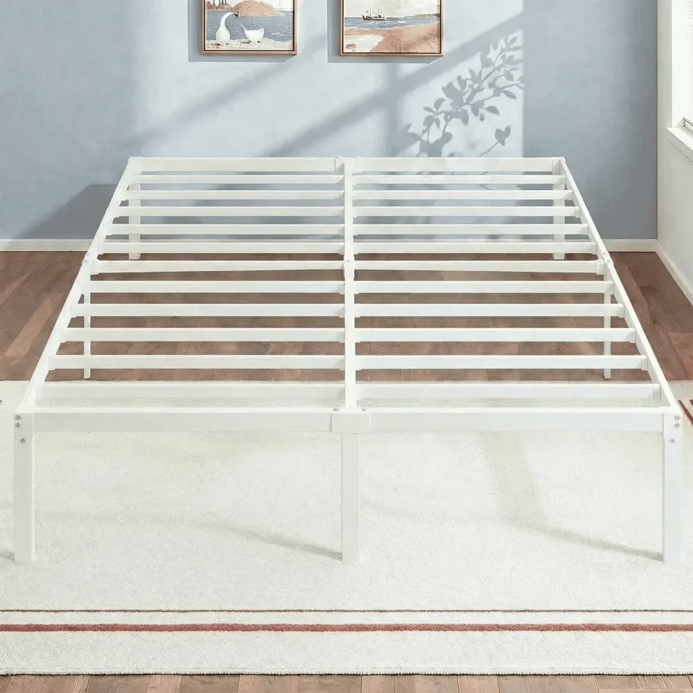 

Каркас кровати Twin Full Queen King, 18-дюймовая металлическая кровать-платформа с большим пространством для хранения, не требует пружинного блока, простая сборка, белый цвет