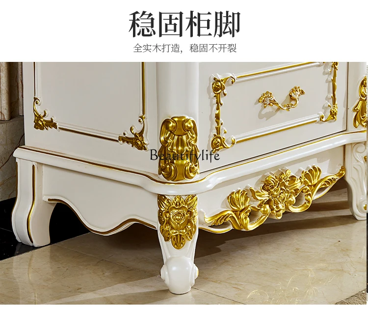 *European wine cabinet household solid wood carving flower glass wall display cabinet restaurant