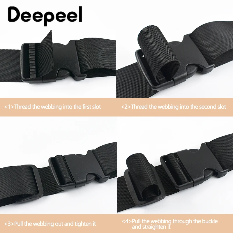2-5Sets 15-38mm Black Nylon Webbing Plastic Release Buckle for Bag Strap Tri-Glide Slider Clasp Dog Collar Belt Adjust Ring Hook