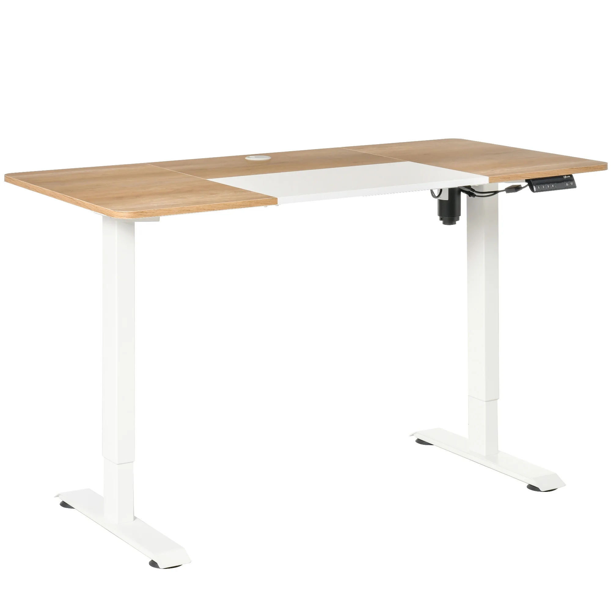 Bureau électrique 140 x 70 cm Bureau informatique avec 4 commandes de mémoire, 4 pièces. Plaque de table, table debout avec anti-collision, protection contre l'échauffement blanc
