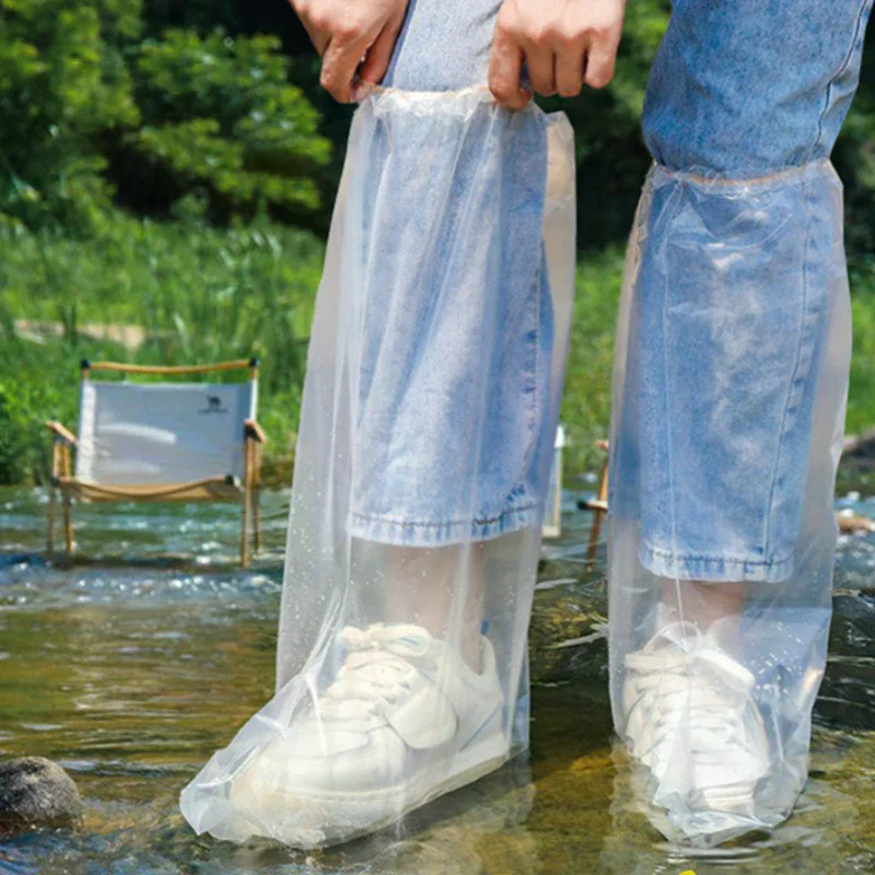 10PCS Transparent Plastic Outdoor Thick Wear-resistant Waterproof Isolation Foot Cover Rainy Disposable Shoe Covers