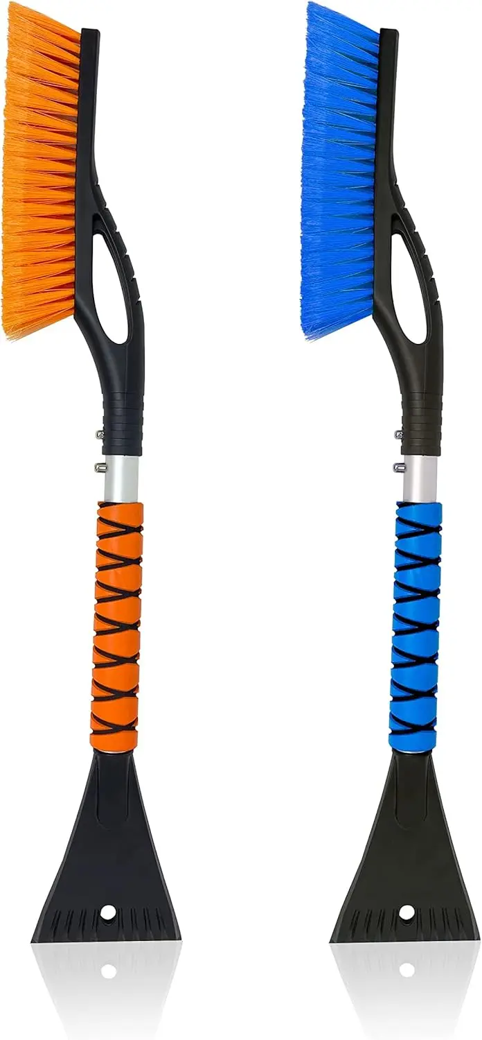 

27-Inch Car Snow Brush and Ice Scraper Set (2 Pack) - Scratch-Free Bristles, Durable Aluminum Body for Winter
