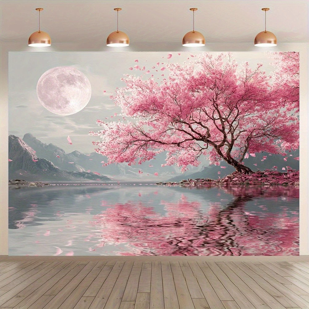 قطعة واحدة من نسيج طباعة زهر الكرز، مصنوع من البوليستر، ويمكن غسلها في الغسالة، ومناسب لتزيين غرفة النوم وغرفة المعيشة.