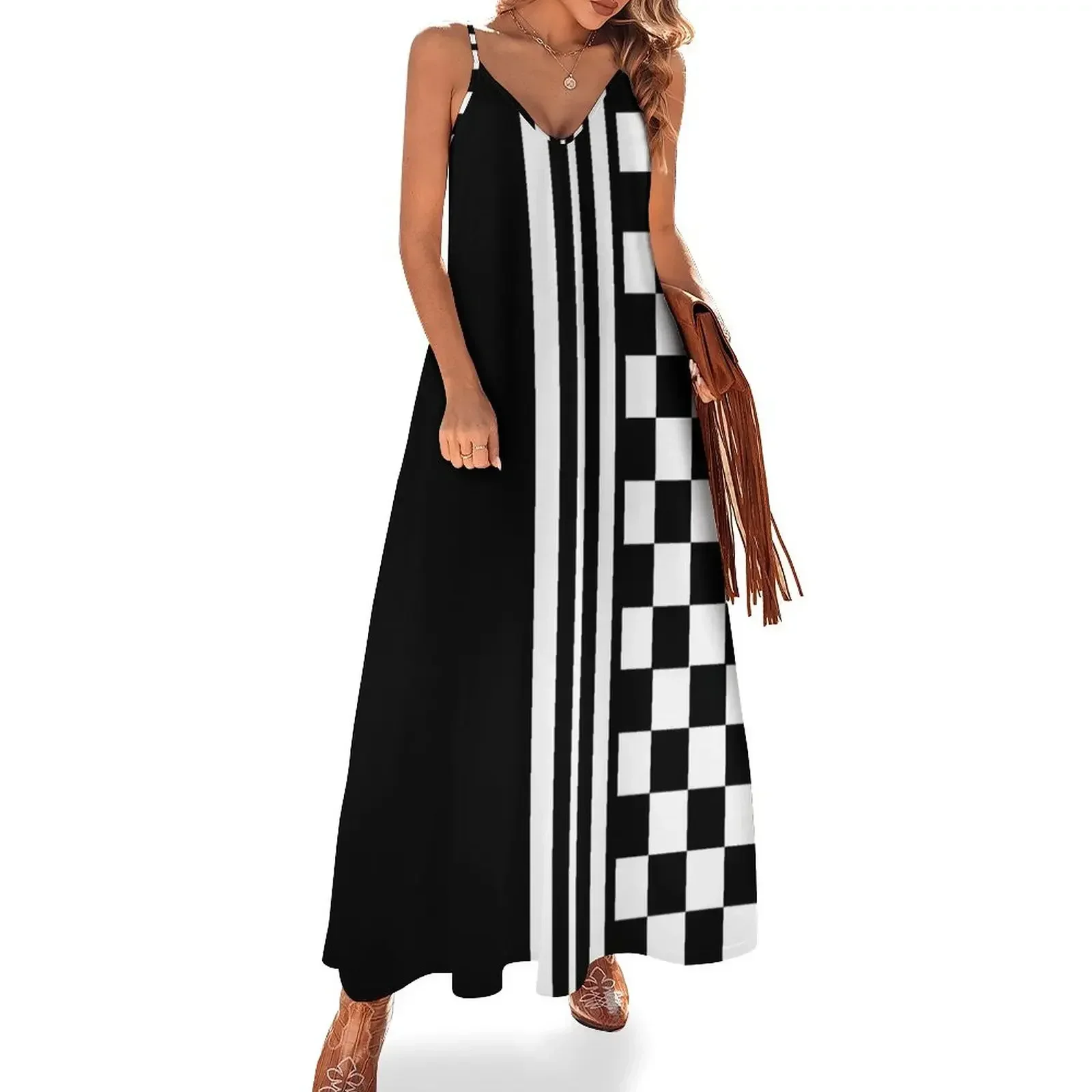 

Stylish black and white ska inspired Sleeveless Dress dresses for woman evening dresses luxury 2025 long sleeve dresses Dress