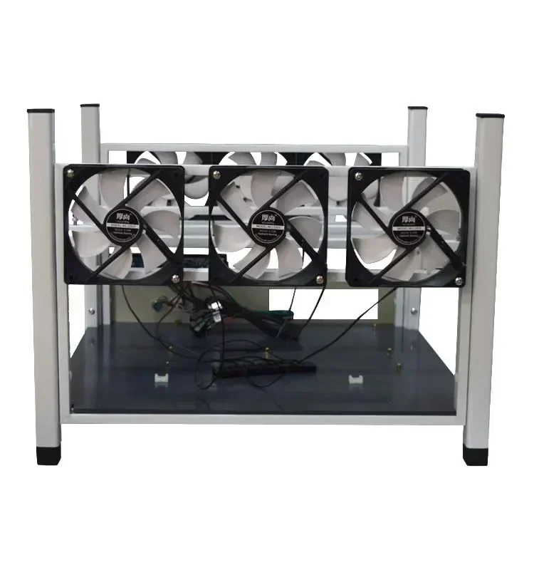 

6 графических процессоров, стойка для графических карт, корпус для майнинга открытого воздуха, компьютерная рамка для графического шасси, установка для шахтерской рамки, 6x монитор температуры вентилятора, 1 шт.