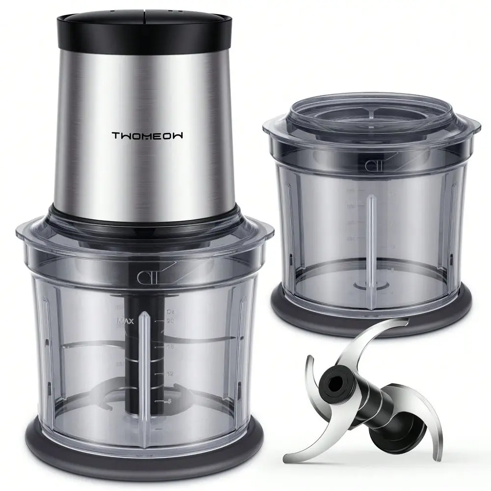 

Food Processor 4 Cup, Electric Food Chopper, Meat Grinder With 2 Bowls, 2 Speed & 4 Blades For Vegetable, Meat, Nuts, Functions