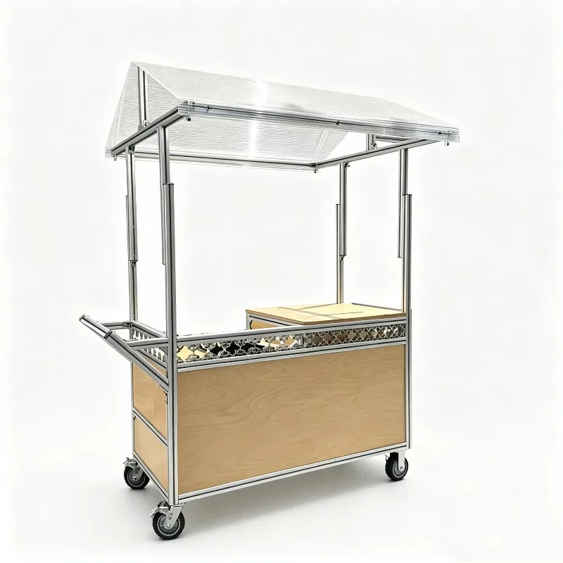 Outdoor Aluminum Frame Plywood Market Mobile Stall Wheel Street Food Sales Vehicle