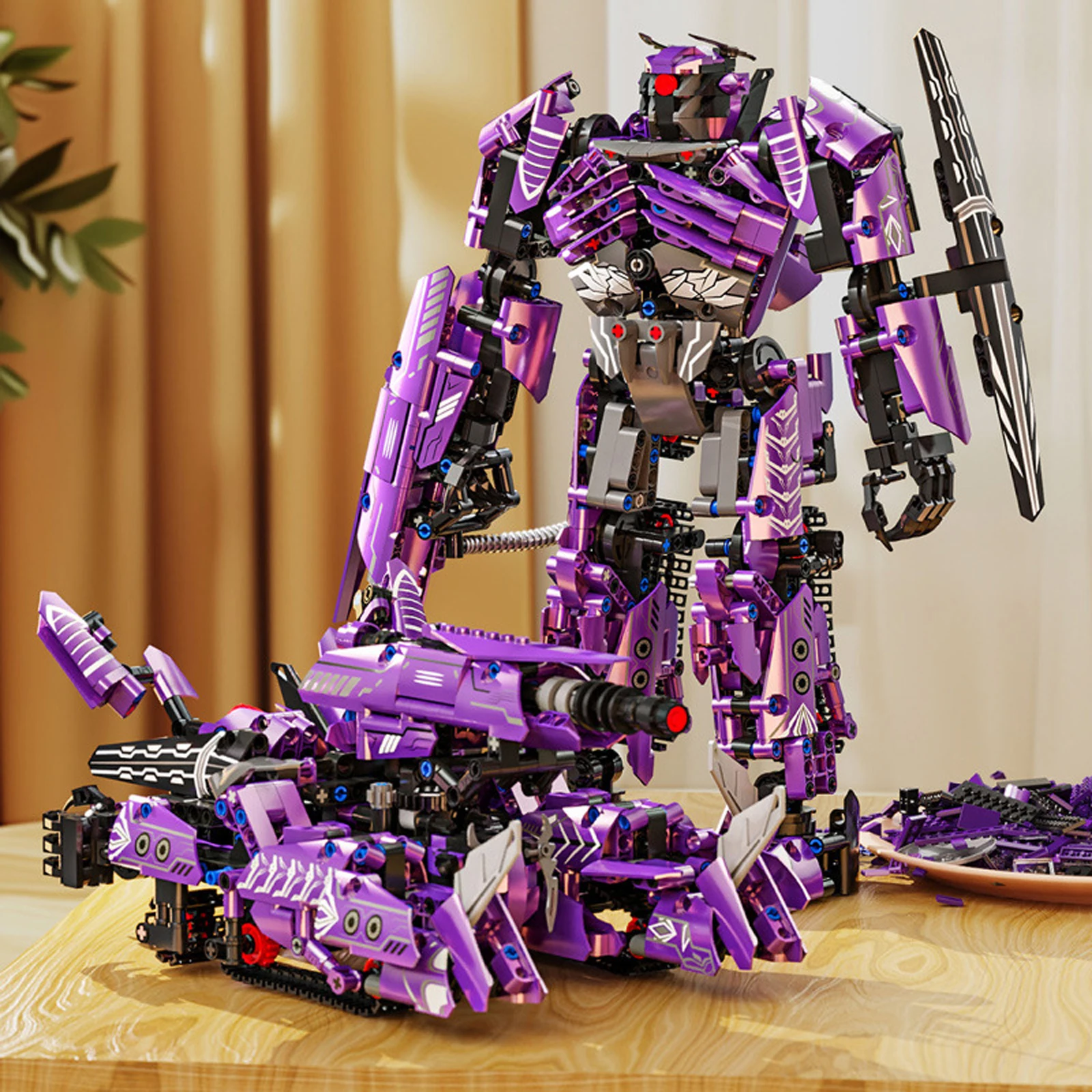 T2097 2 في 1 تحويل Mecha 1058 قطعة نماذج لتقوم بها بنفسك قطعة صغيرة اللبنات الطوب MOC التجمع الفني لعب لعيد الميلاد