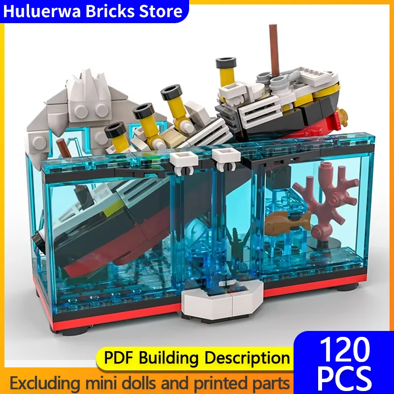 Boat Model MOC Building Bricks Scene Giant Cargo Ship Sinking Modular Technology Gifts Holiday Assemble Children Toys Suit