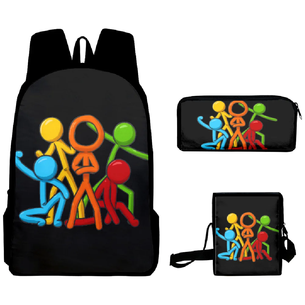 Conjunto de mochilas escolares con estampado 3D de Alan Becker para ordenador portátil, mochila de día, bolso de hombro inclinado, estuche para lápices, 3 unidades