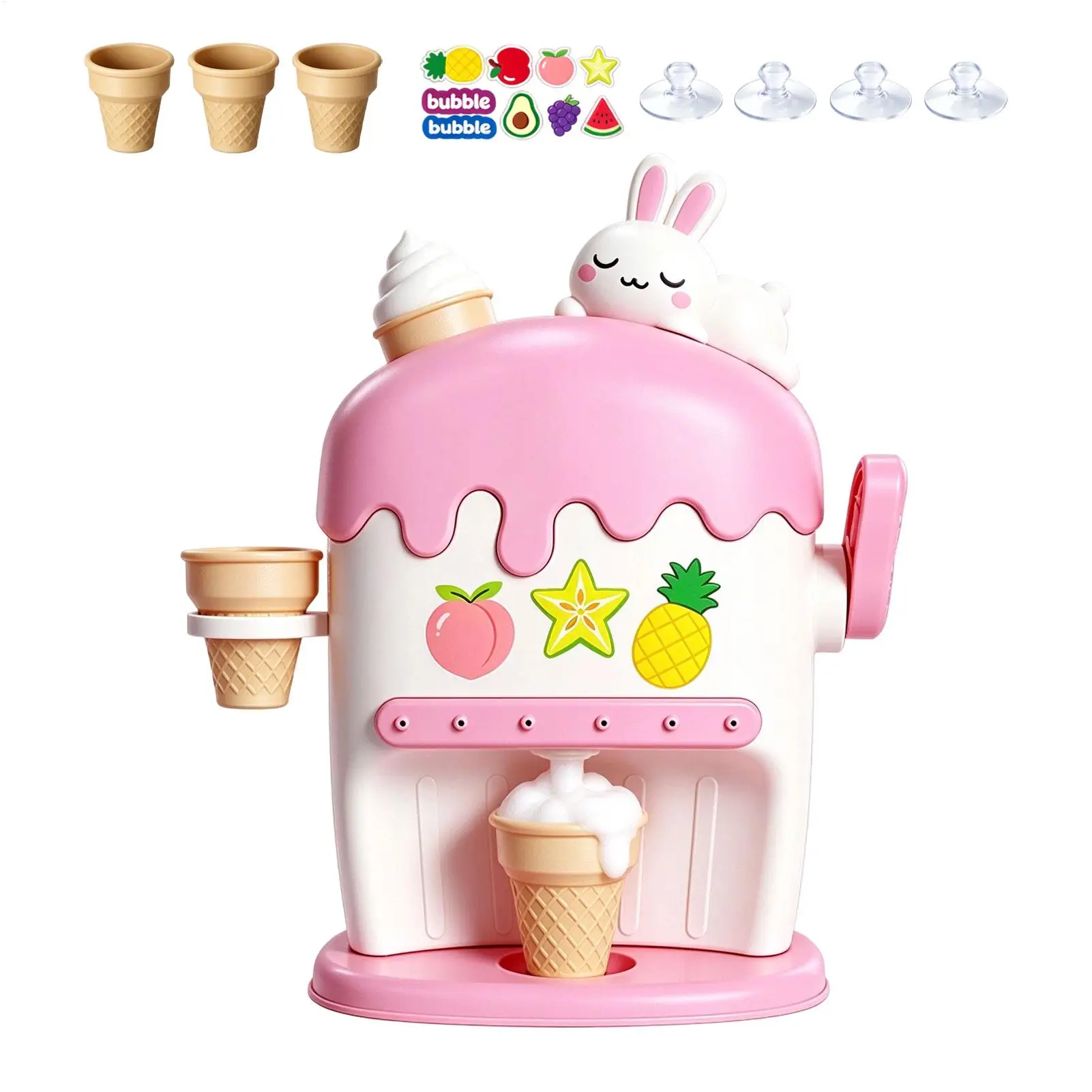 Bath Bubble Maker Wall Mounted Hand Cranked Interactive Bath Time Bubble Maker Toy For Kids Age 3 Year Old Girls Boys Bathroom