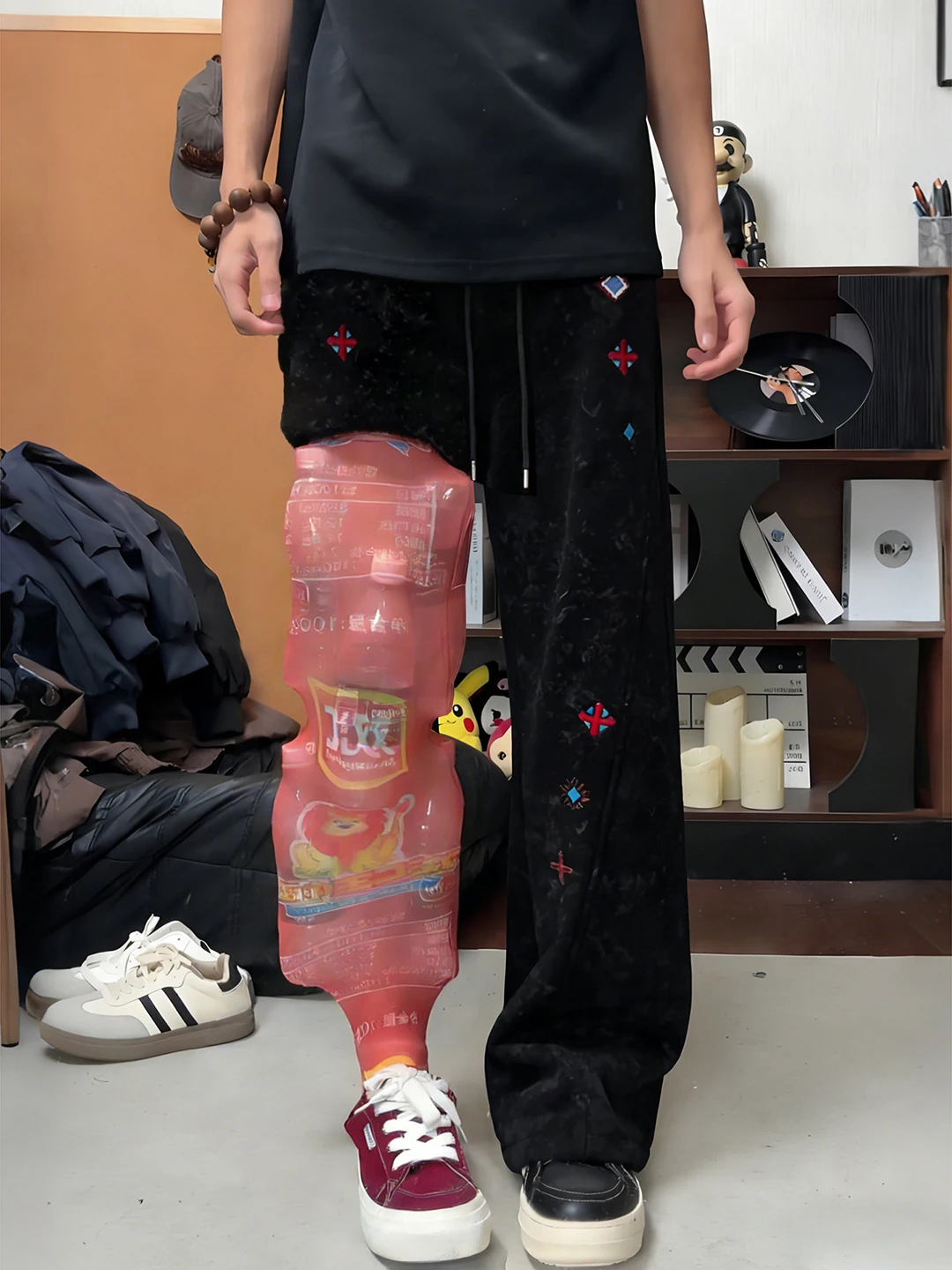 

Мужские зимние спортивные брюки свободного кроя с эффектом похудения, вышивкой и прямым кроем, удобные для работы и повседневной носки