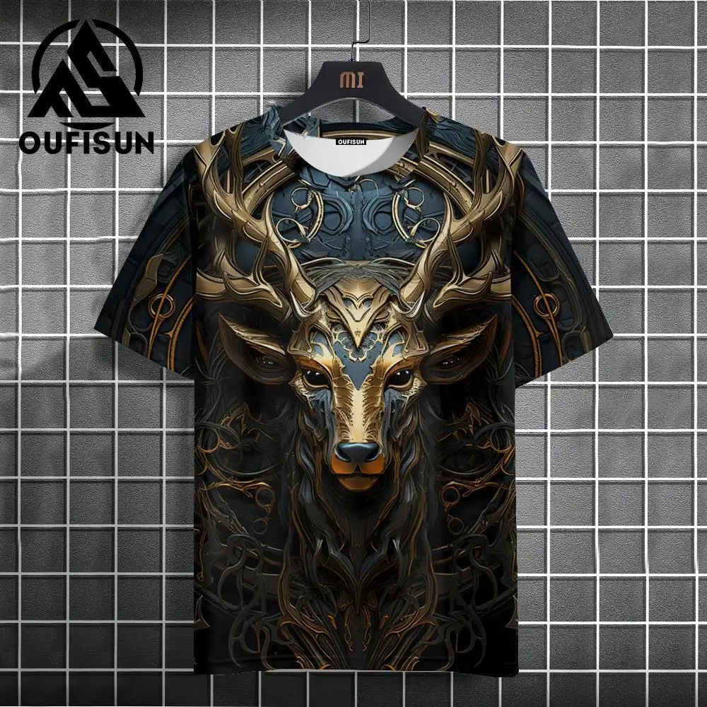 Men\'s T Shirt 3d Animal Print Summer Short Sleeve Tops Fashion Crew Neck Pullover Oversized Male Clothing Outdoor T-Shirts