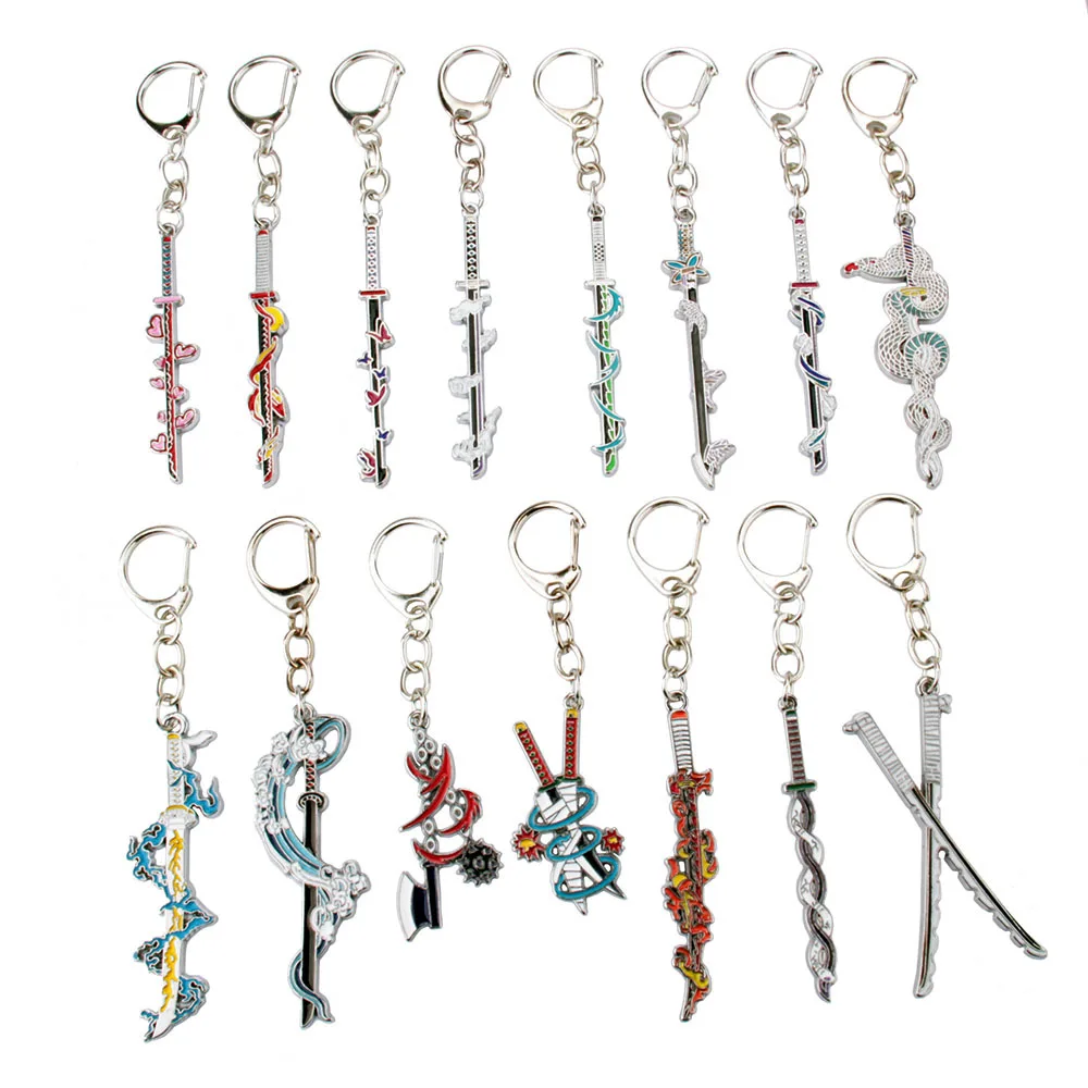 Anime Demon Slayer keychain Enamel Kimetsu no Yaiba Sword model llaveros Badge keyring Cosplay Souvenir Jewelry charms Gift