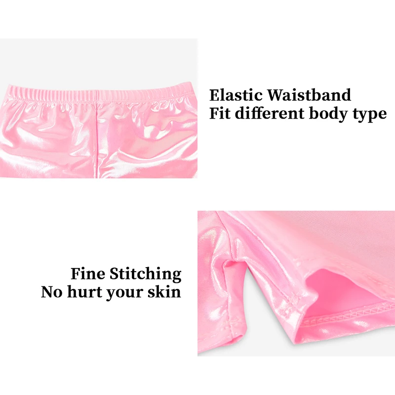 Gymnastikanzüge für Mädchen, glänzende ärmellose Sport-Tumbling-Tanktop-Einteiler mit Shorts und Stirnband – Detail 5
