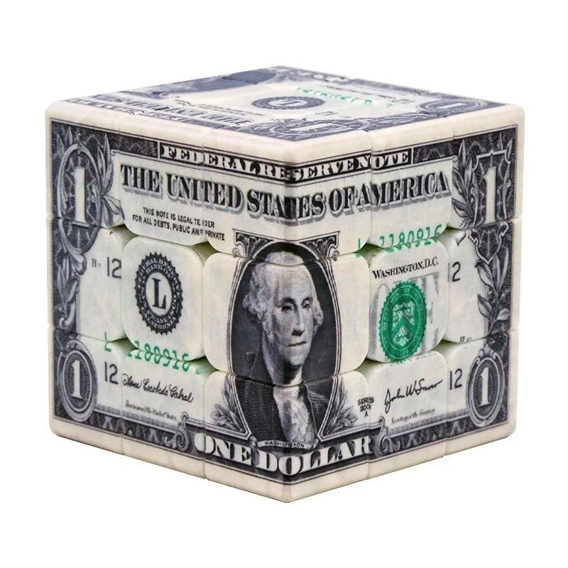 

UV Printed Personalized Currency Dollars Pounds Third Order Cube