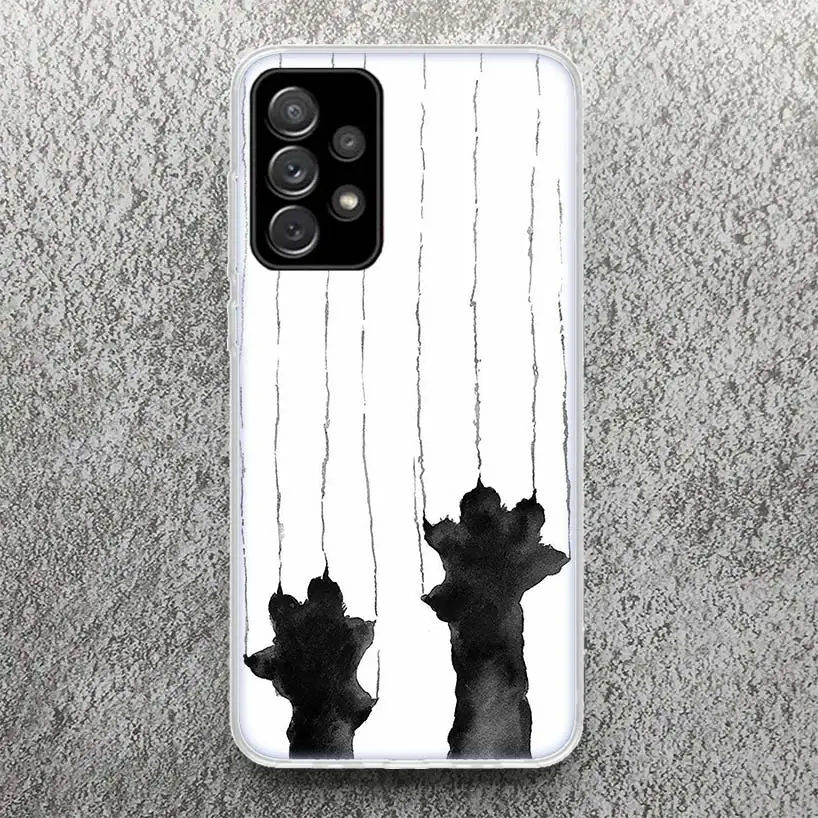 Cat Footprint Funny Paw Cute Phone Case for Samsung Galaxy A14 A54 A15 A55 A13 A53 A12 A52 A25 A35 A24 A34 A23 A33 A22 A32 A04S