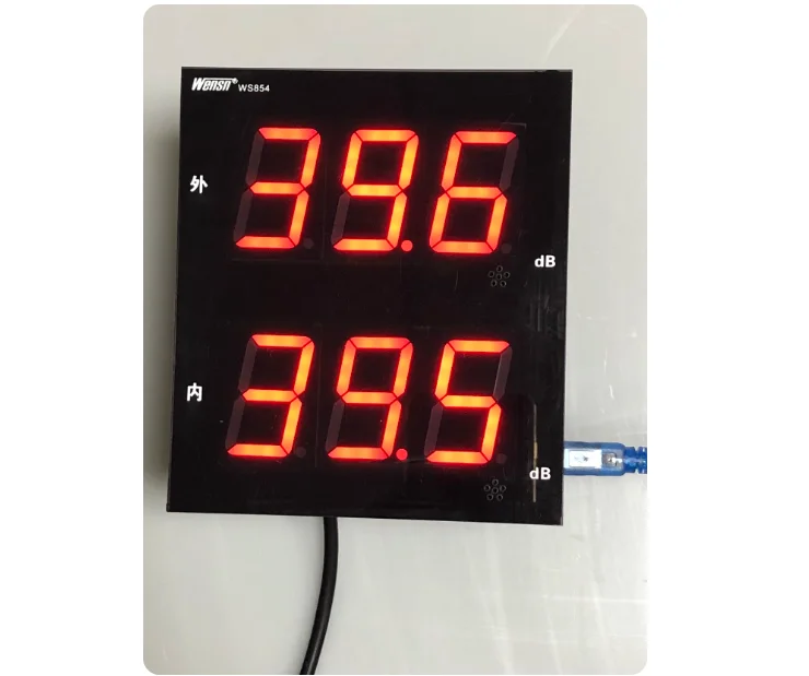 Synchronous Dual Display Noise Meter Wall Mounted Decibel Meter Sound Tester Displays WS854 Both Inside and Outside Simultaneous