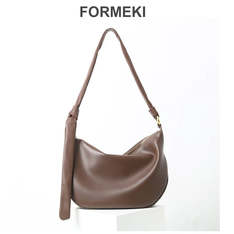 Formeki Genuine Leather Bag Woman Shoulder Bag Ins Fashion Solid Retro Concise Causal Lades Female Bag