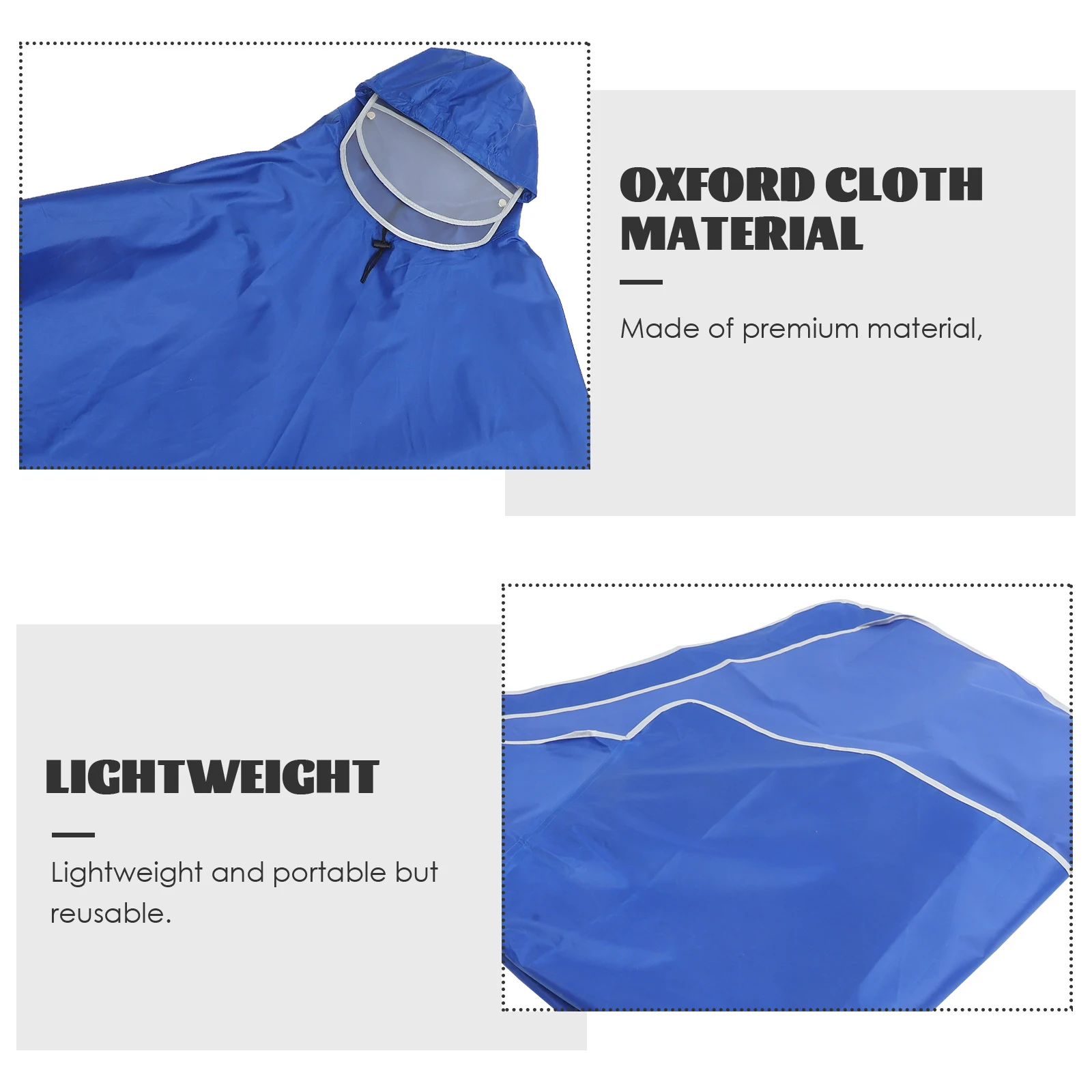 

Double Brim Raincoat Adult Poncho Riding Cape Waterproof Tear Resistant Lightweight Portable Hooded Elastic Cuffs All Season