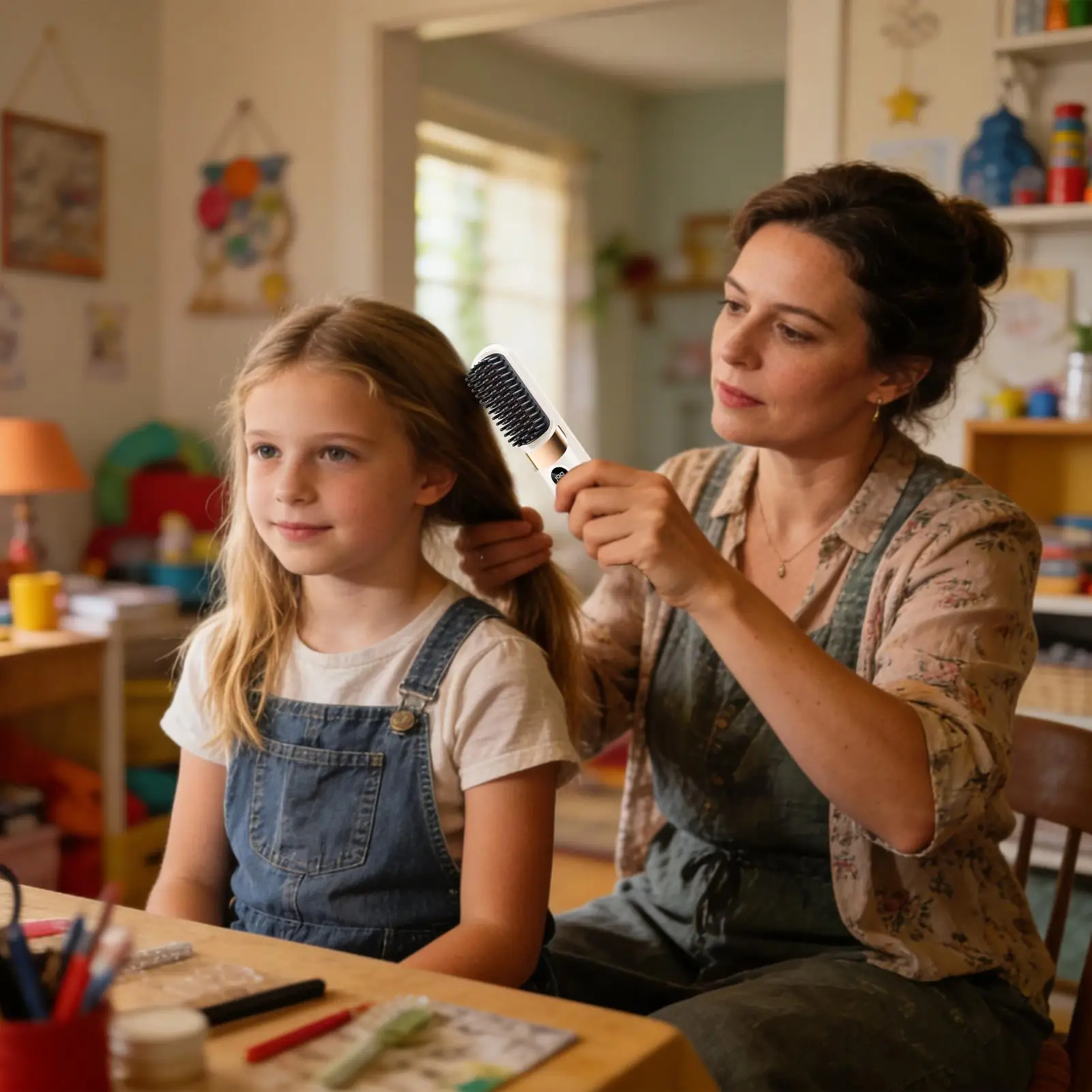 

Щетка-выпрямитель 5-в-1, беспроводная, перезаряжаемая, портативная, термощетка для укладки волос, расческа-выпрямитель для женщин, девушек, подростков, на каждый день