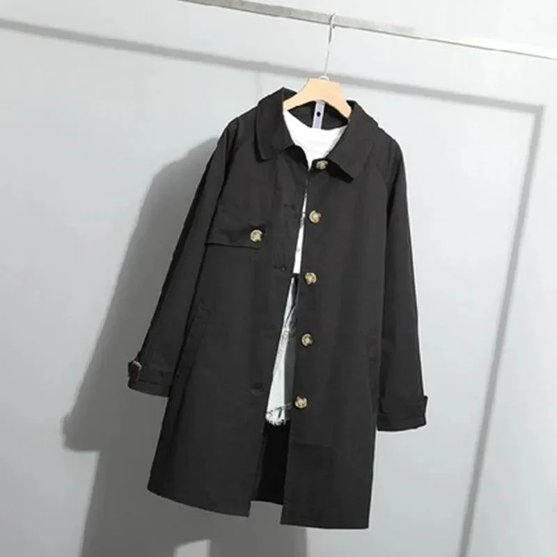 Manteau mi-long à boutonnage simple pour femmes, pardessus d'automne, coupe-vent, mode coréenne, extérieur, printemps, nouveau, 2023