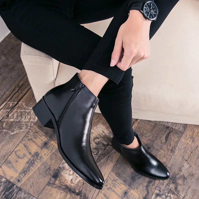 Winter Herren PU-Lederstiefel Klassischer Britischer Stil Casual Business Schuhe Hochwertige Knöchelstiefel für Männer Übergröße 46 Herrenstiefel – Detail 11