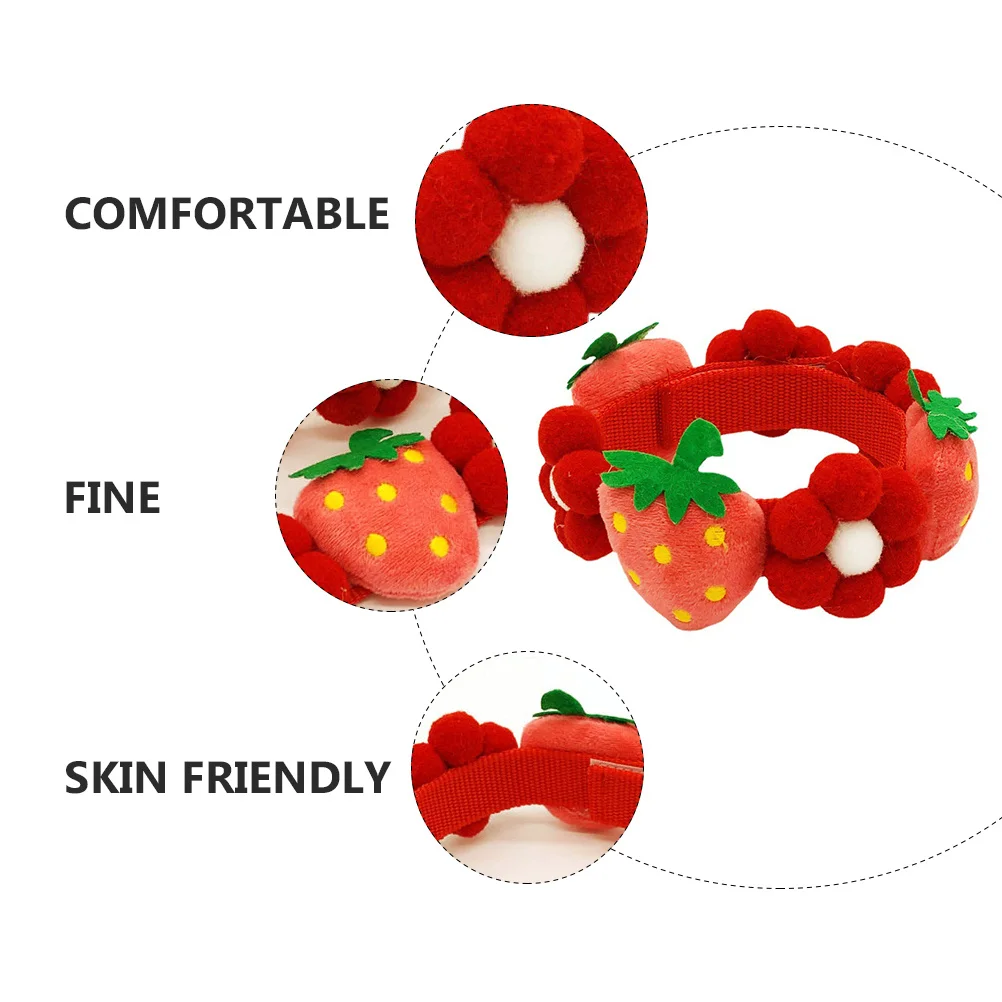 

Strawberry Flower Pet Collar Adjustable For Cat Dog Cotton Neck Belt Party Wedding Christmas Kitten Puppy Decor Accessory
