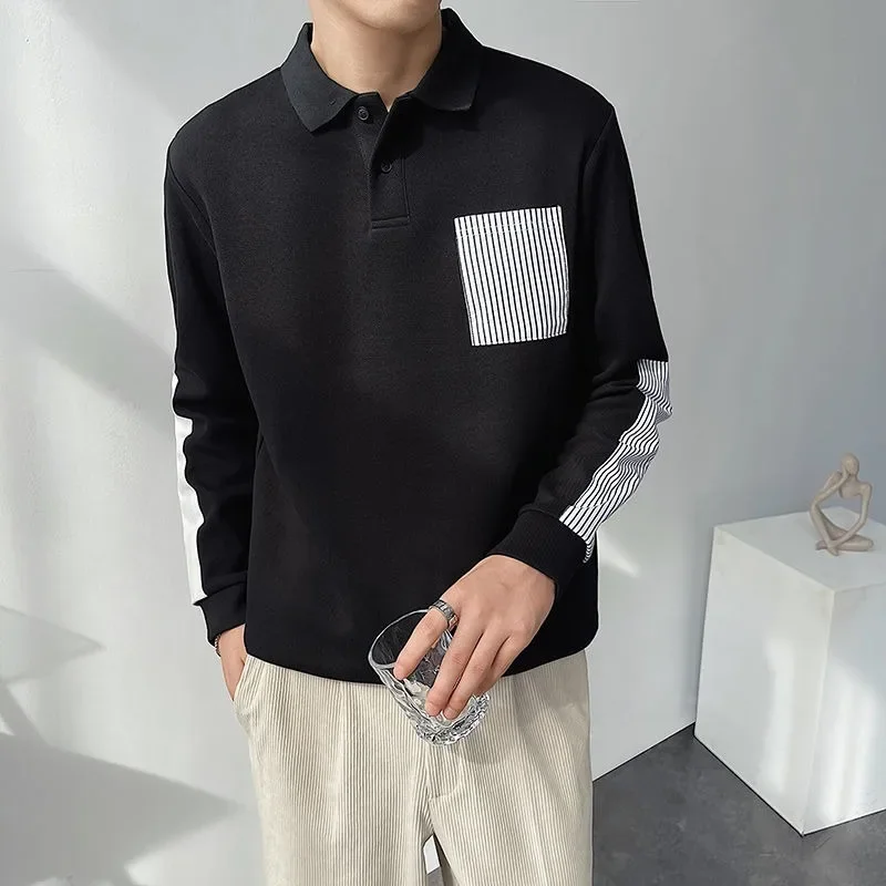 Baggy Male Sweatshirts Korean Autumn Mens Polo Shirts Fashion Trends 2024 Pullover Funny Size S Clothing Deals Long Sleeve Sale