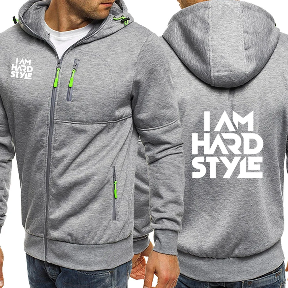 I Am Hardstyle-Cardigan à Capuche en Coton pour Homme, avec Logo Imprimé, Fermeture Éclair, Manches sulf, Décontracté, dehors, Printemps-Automne 2024