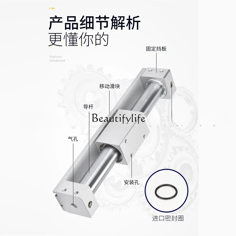 Basic Pneumatic Rodless Cylinder Cy3r/Cy1r10/15/20/25/32-100/200/300 Magnetic Couple Type