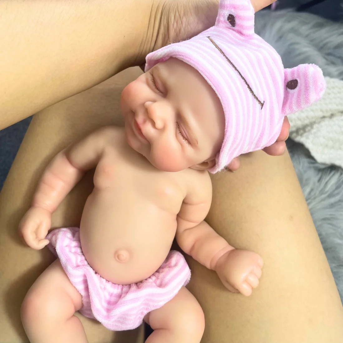 

Mini 13 Inch Full Silicone Reborn Baby Pascale Girl Doll Soft Solid Silicone Washable Doll Toy Christmas Gift