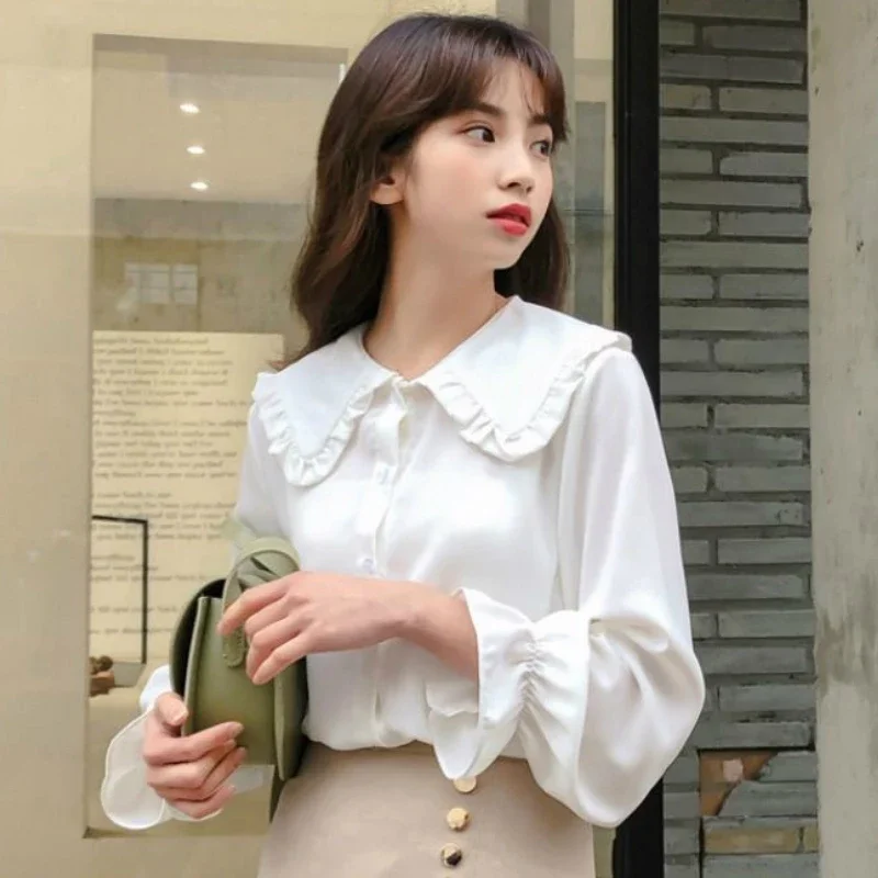 Shirts Women Pure Fresh Simple Leisure Popular Sweet Girls Spring New Arrival Kawaii Blouses Holiday Female Clothes Preppy Style