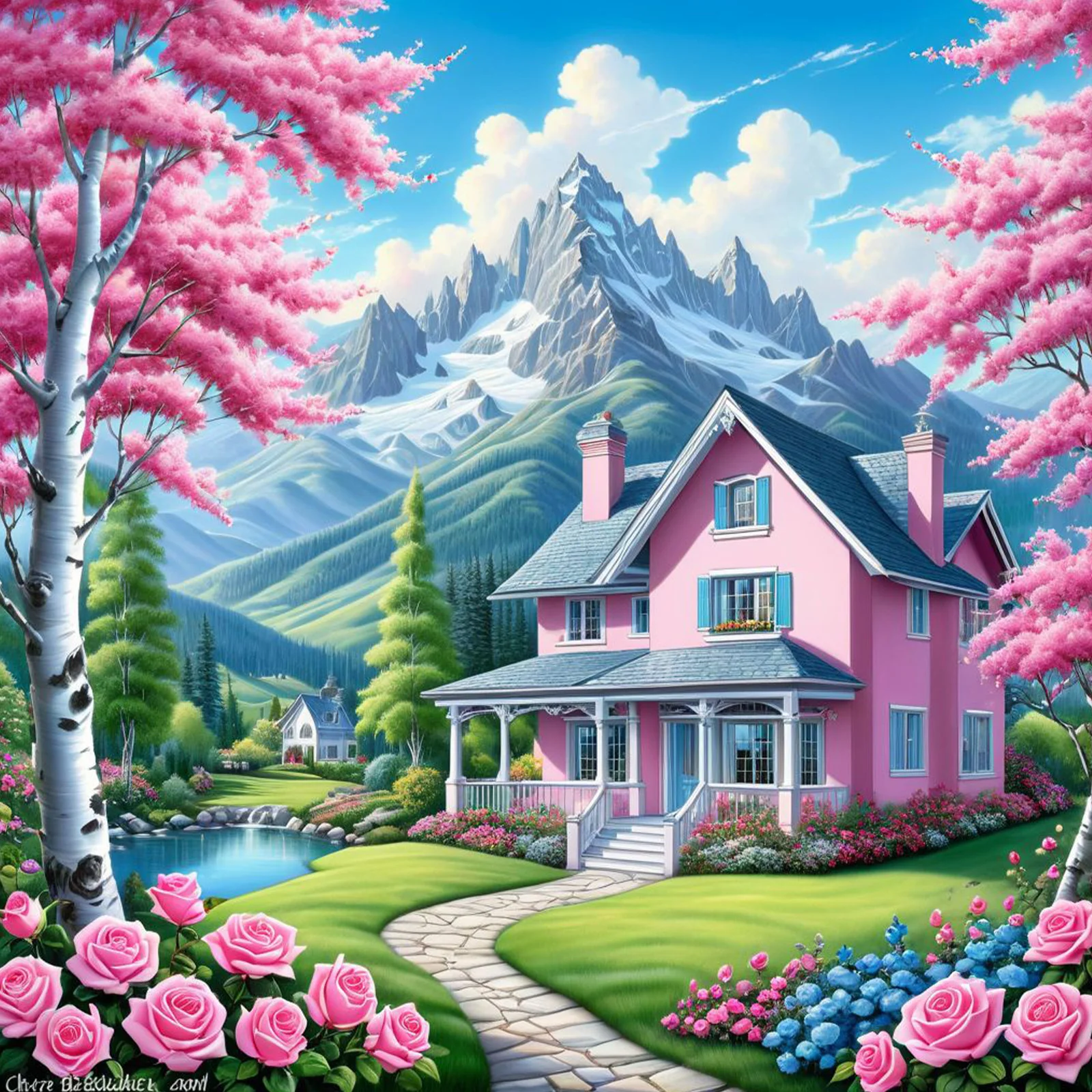 

5D Pink house Diamond Painting Kit – Easy DIY Round Gem Art, Engaging Craft, 40 * 40cm/15.75 * 15.75in Home Decor