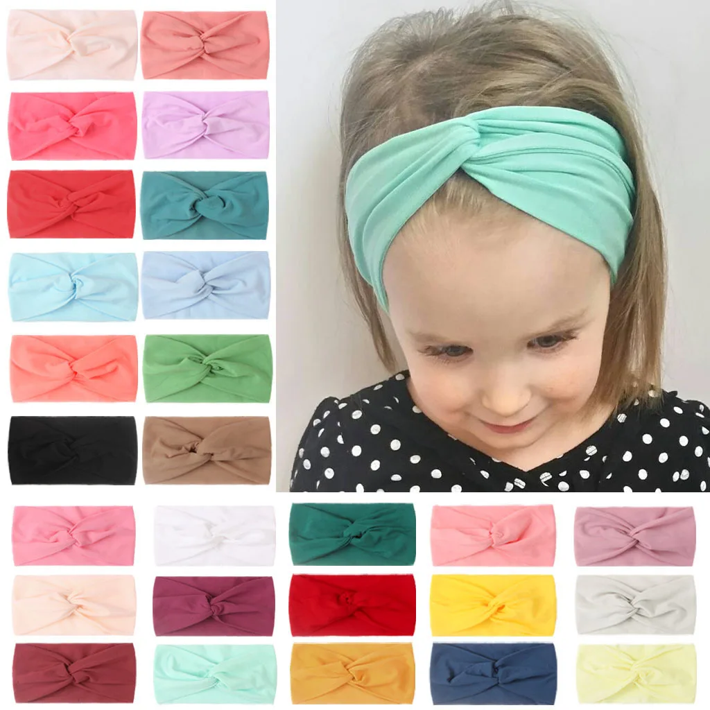 1 PCS Spring Summer Solid Color Baby Headband Girls Twisted Knotted Soft Elastic Baby Girl Headbands Hair Accessories Large Size