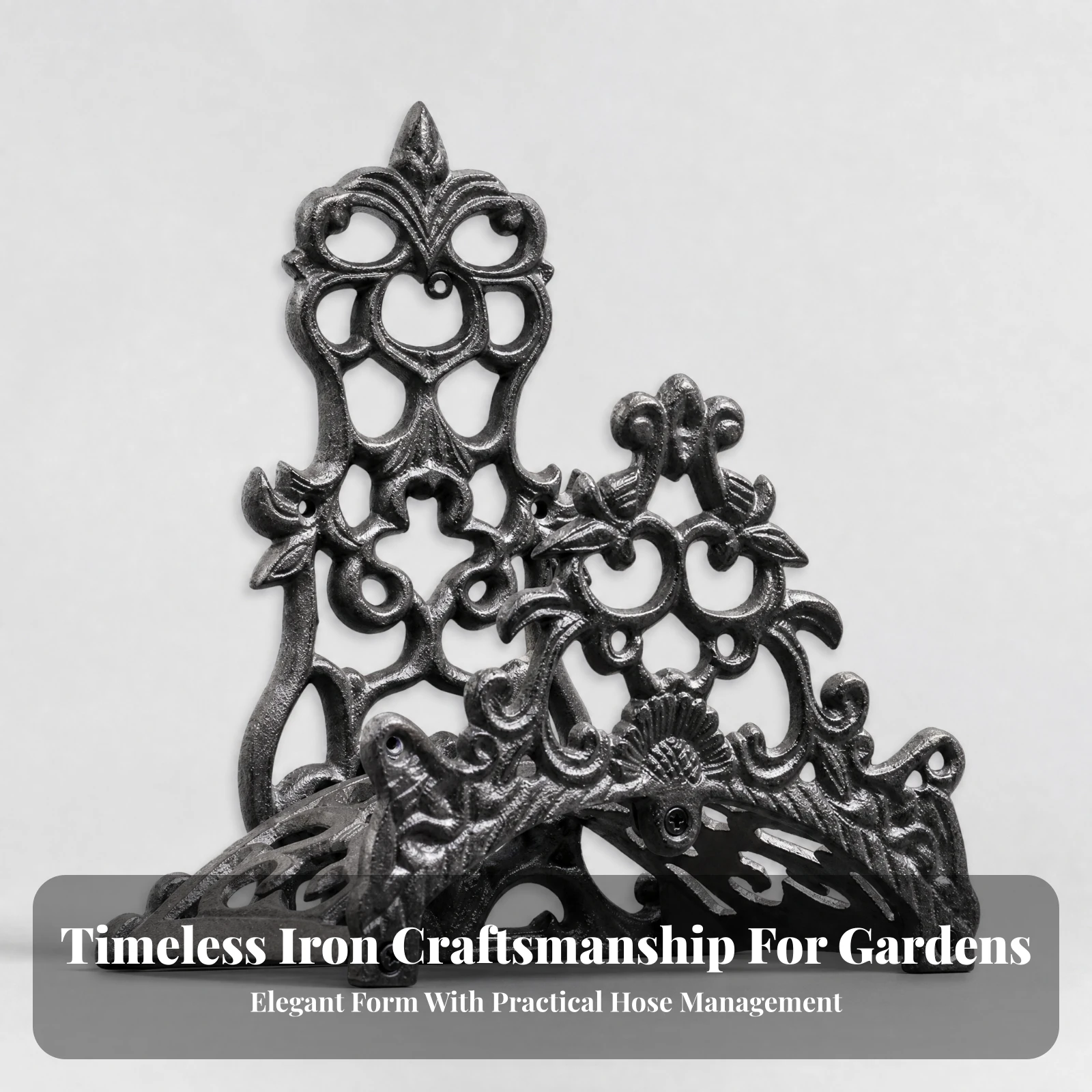 Ornate Cast Iron Hose Hanger Space Saving Cast Iron Garden Hose Holder Heavy Duty Tangle-without Tangles for Patio, Courtyard