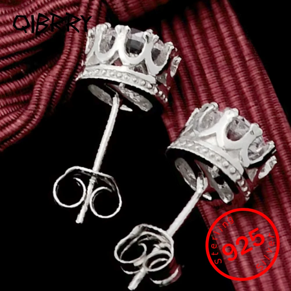 

Fashion Jewelry Crown Women Classic Shining Zircon Small Stud Earrings Gold Color Ears Stud For Men Crystal Earrings