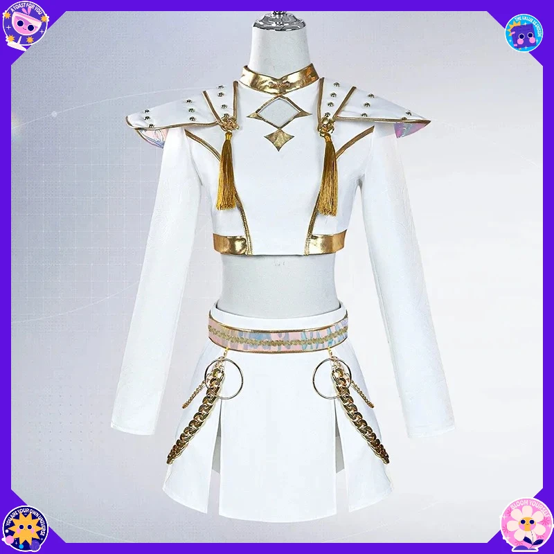 Kostum Bernyanyi KPop Rumi Mira Zoey White - Kostum Cosplay Pesta Halloween dengan Wig untuk Wanita, Gadis, Dewasa, dan Anak-anak