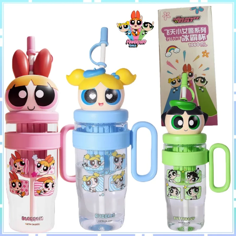 

Портативная пластиковая кружка-термос «Суперкрошки» (Блассом, Бабблс, Баттеркап) с большой емкостью, мультяшный аниме-дизайн, подарок-сюрприз